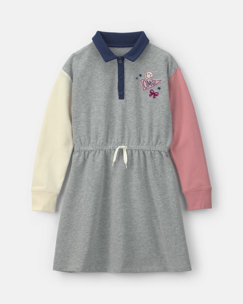 Filles - Robe en jersey bouclette de style universitaire au couleurs contrast&eacute;es - Gris/Rose/Bleu marine, image 1 sur 4 diapositives