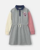 Filles - Robe en jersey bouclette de style universitaire au couleurs contrast&eacute;es - Gris/Rose/Bleu marine, image 1 sur 4 diapositives