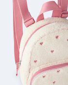Heart Sherpa Backpack - Cream/Pink, image 6 of 7 slides
