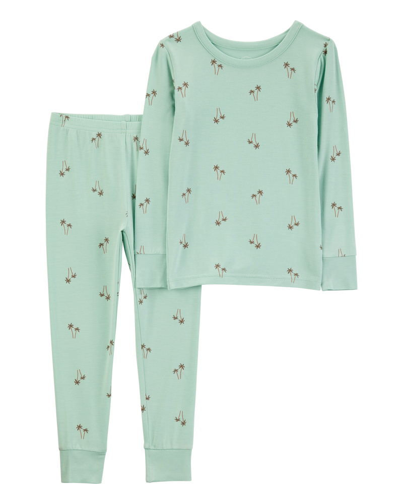 Toddler Palm Tree Print PurelySoft 2-Piece Pyjamas - Mint, image 1 of 5 slides