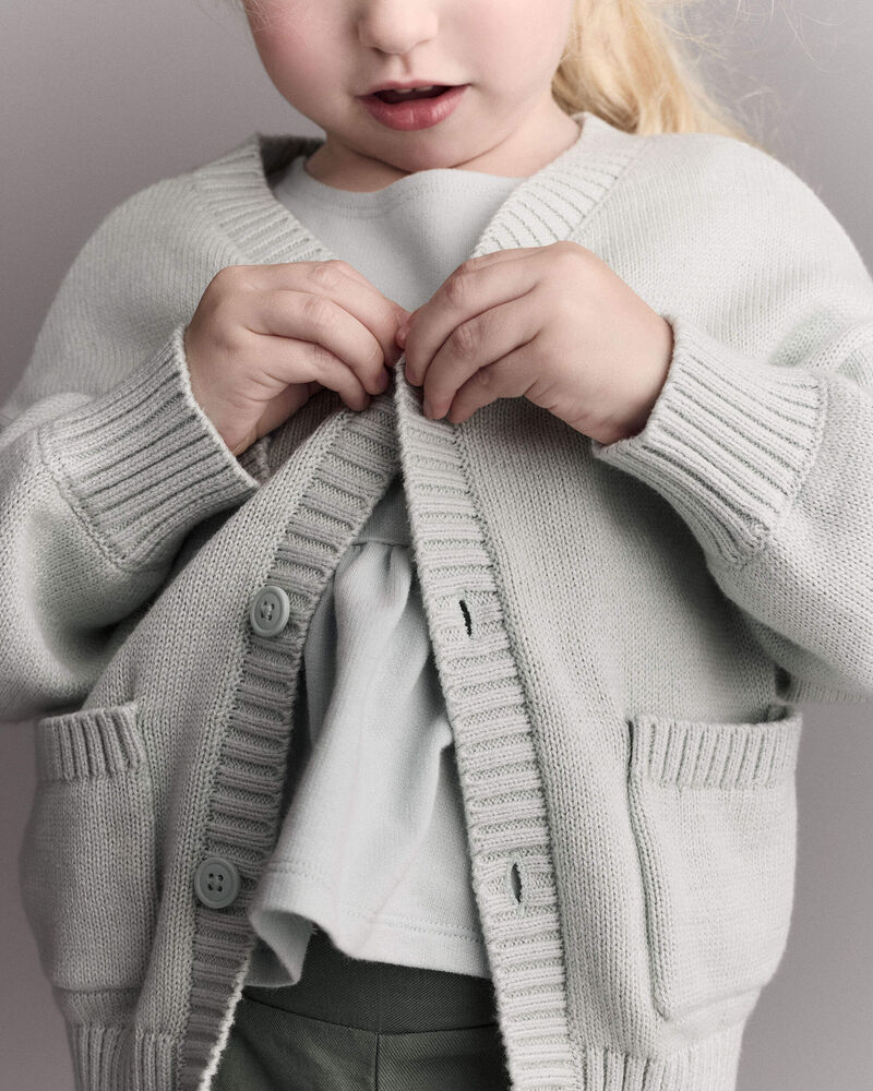 Toddler Girl Cardigan with Avenue Pockets - Light Blue, image 3 of 6 slides