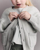 Toddler Girl Cardigan with Avenue Pockets - Light Blue, image 3 of 6 slides