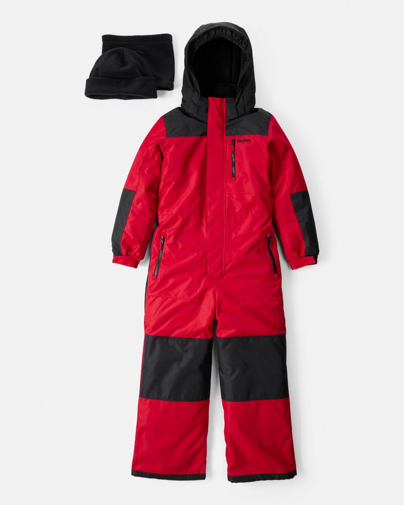 Kid 1-Piece Taslan Snowsuit - Red, image 1 of 5 slides