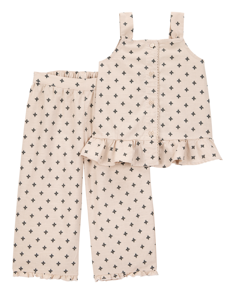 Toddler 2-Piece Geo Print Button-Down Tank & Pull-On Pant Set, image 1 of 3 slides
