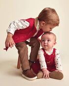 Toddler Boy Winter Long-Sleeve Button-Down Shirt - Cream, image 2 of 5 slides
