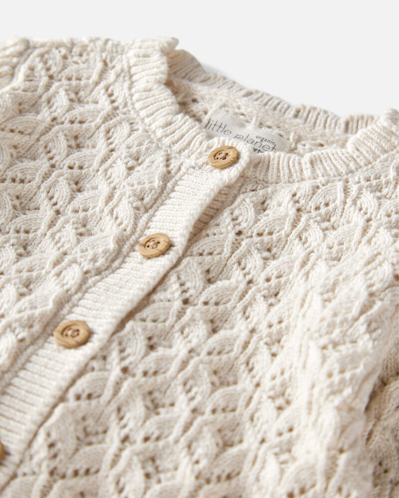 Baby Girl Organic Cotton Pointelle Sweater, image 3 of 5 slides