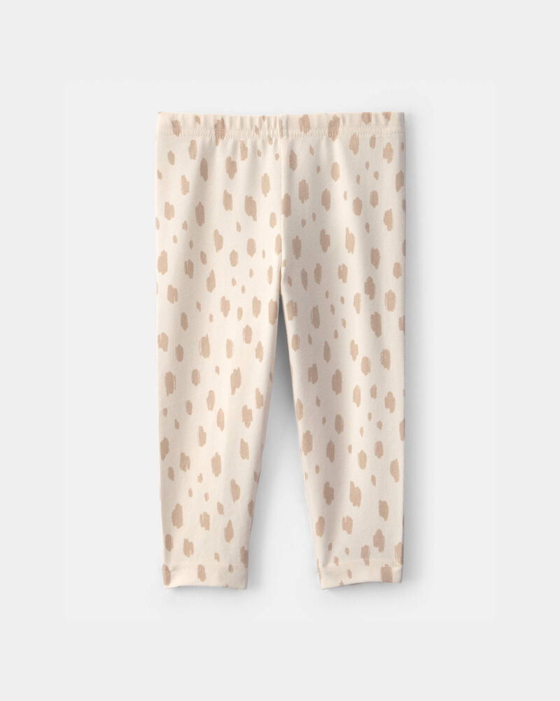 Baby Girl Dots Pull-On Stretch Leggings - Cream, image 2 of 4 slides