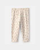 Baby Girl Dots Pull-On Stretch Leggings - Cream, image 2 of 4 slides