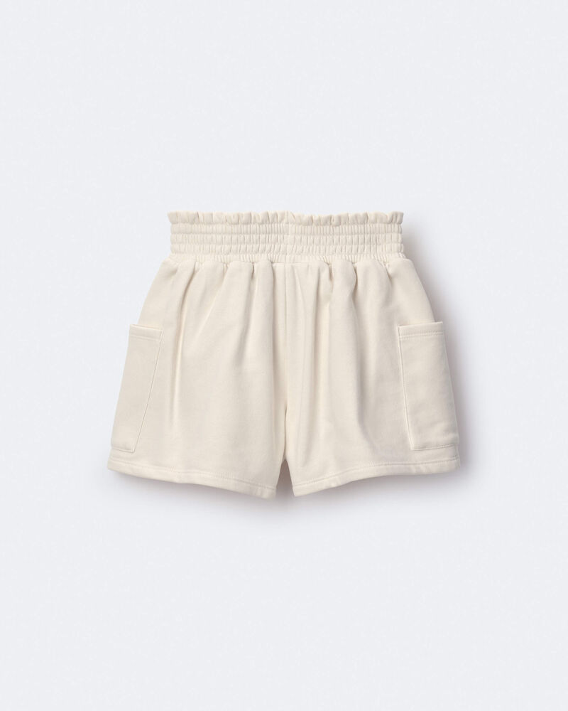 Toddler Girl Fleece Swing Short with Pockets - Cream, image 6 of 7 slides