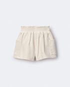 Toddler Girl Fleece Swing Short with Pockets - Cream, image 6 of 7 slides