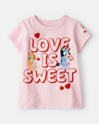 Toddler Girl Valentine's Day Bluey&trade; Short-Sleeve Graphic Tee - Pink, image 1 of 3 slides
