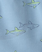 Baby Boy Shark French Terry Shorts - Blue, image 3 of 4 slides