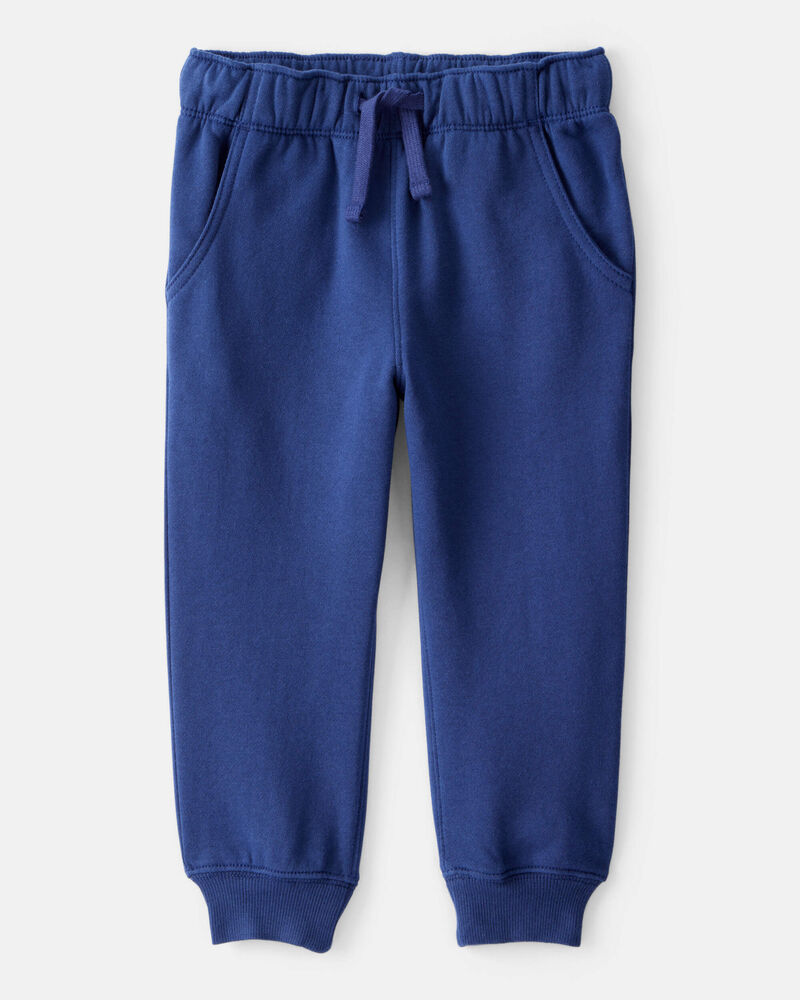 Toddler Boy Solid Fleece Cotton Jogger - Navy, image 1 of 6 slides
