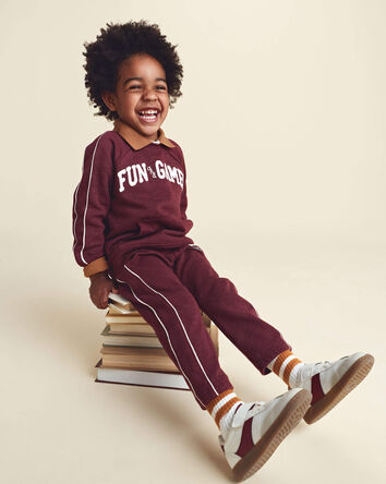 Pantalon de jogging en jersey bouclette &laquo;Play&raquo; pour tout-petit - Bourgogne, 