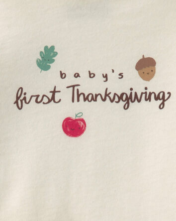 Baby 2-Piece 'Baby's First Thanksgiving' Top & Pant Set - Brown/Cream, 