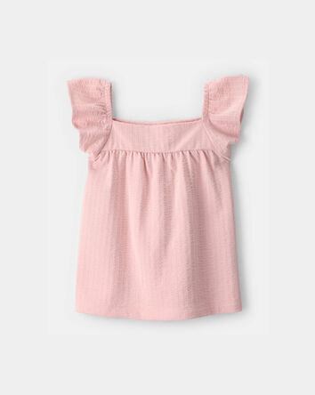 Toddler Girl Flutter-Sleeve Seersucker Top - Pink, 