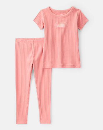 Toddler Girl 2-Piece Bunny Drop Needle Ribbed Pyjamas, 