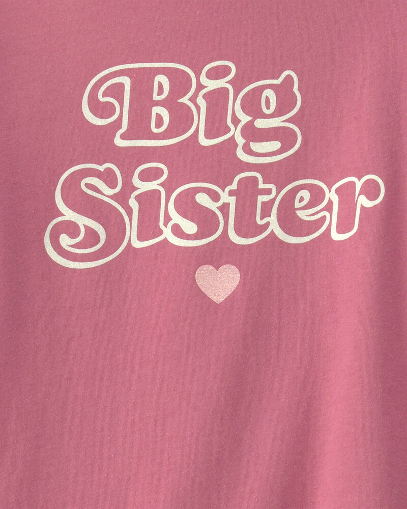 Filles - T-shirt manches longues &agrave; imprim&eacute; &laquo;Big Sister&raquo; - Rose, image 2 sur 2 diapositives