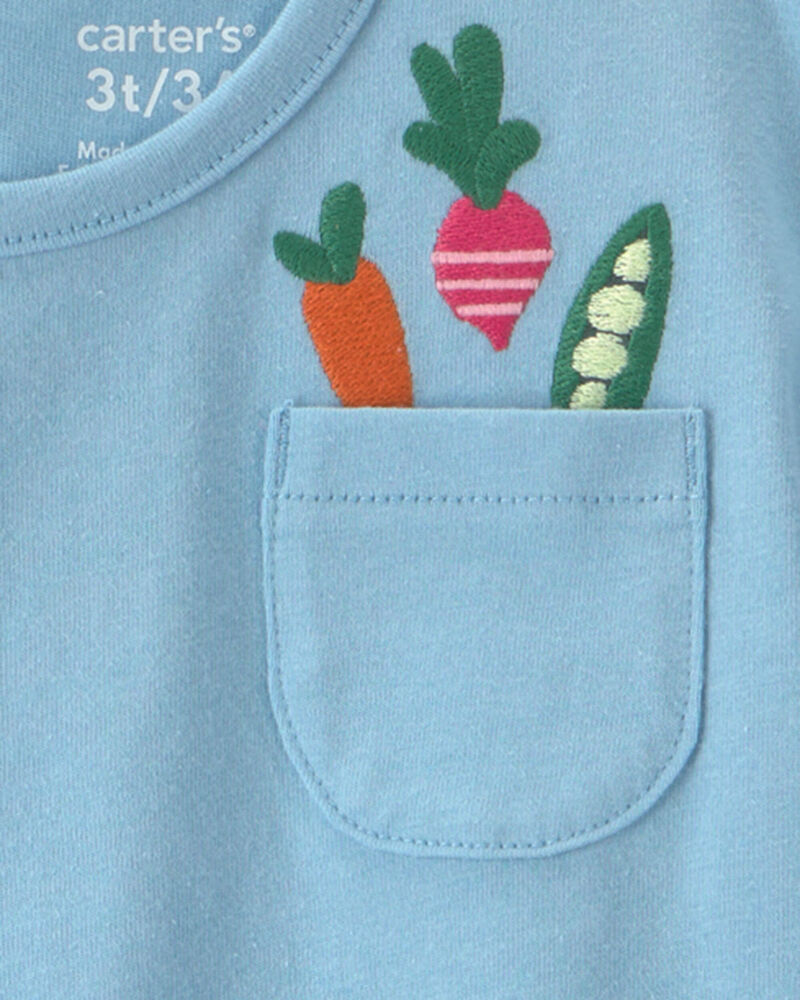 Tout-petit fille - Haut manches courtes &agrave; motif de l&eacute;gumes - Bleu, image 2 sur 2 diapositives