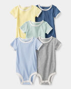 Baby 5-Pack Solid Multipack Bodysuits - Blue/Yellow/Green, image 1 of 7 slides