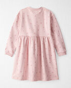 Girls French Terry Dress Made with Organic Cotton in Blush Petals Print, image 2 of 5 slides