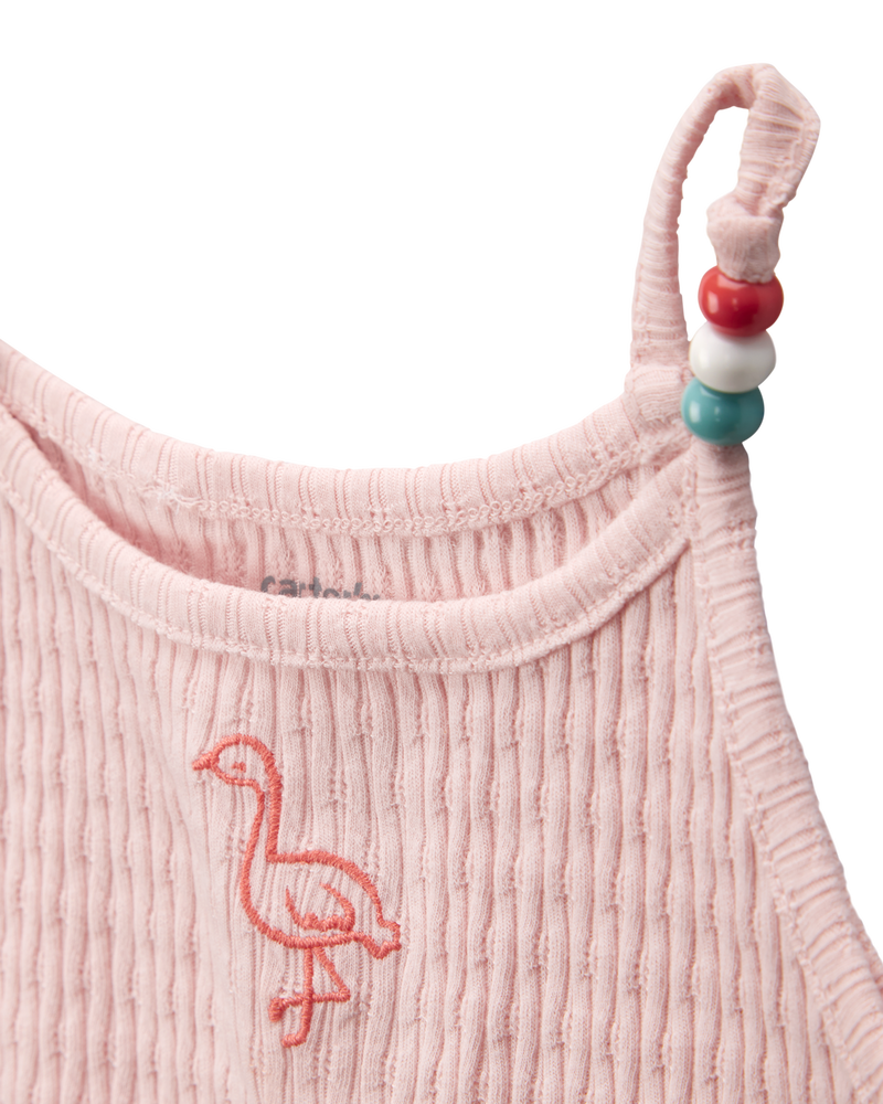 Toddler Flamingo Ribbed Tank Top, image 2 of 4 slides