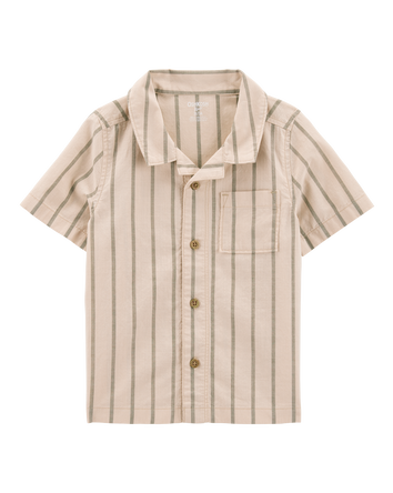 Baby Striped Button-Down Shirt - Khaki, 