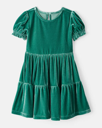 Toddler Girl Velour Dress - Green, 