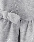 Baby Girl DayDream Fleece Bow Glitter Long-Sleeve Jumpsuit - Grey, image 2 of 3 slides