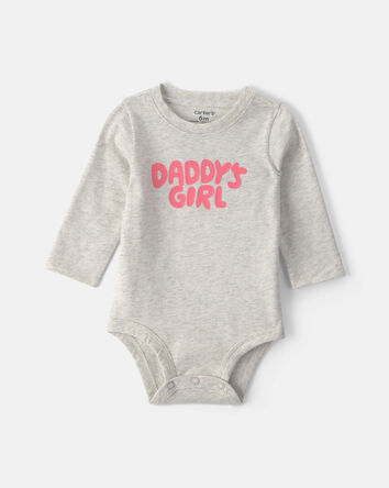 Baby Girl 'Daddys Girl' Long-Sleeve Graphic Bodysuit - Grey, 