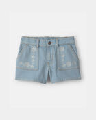 Filles - Short en denim &agrave; motif floral - D&eacute;lav&eacute; clair, image 1 sur 3 diapositives