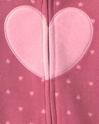 Baby Girl Heart Fleece 2-Way Zip Sleeper - Pink, image 3 of 5 slides