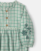 Baby Girl 3-Piece Flannel Long-Sleeve Bubble Set - Green, image 5 of 7 slides