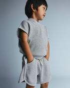 Toddler Waffle Knit Dolphin-Hem Short - Heather Grey, image 3 of 6 slides
