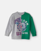 Boys 'Oshkosh Denim Co' French Terry Pullover Sweatshirt - Grey/Green, image 1 of 4 slides