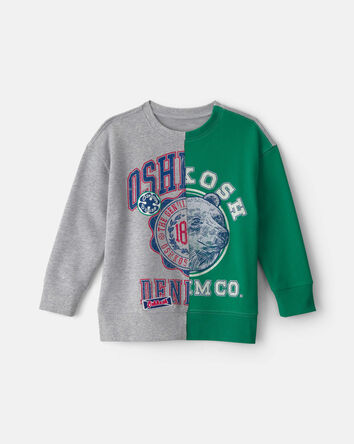 Gar&ccedil;ons - Chandail en jersey bouclette &laquo;OshKosh Denim Co&raquo; - Gris/Vert, 