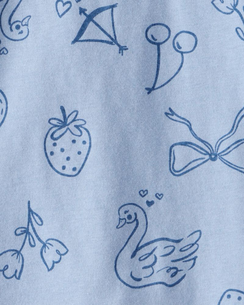 Toddler Girl Icon Print Long Sleeve Tee - Blue , image 2 of 3 slides