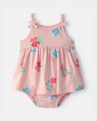 B&eacute;b&eacute; fille - Robe cache-couche sans manches &agrave; motif floral - Rose, image 1 sur 2 diapositives
