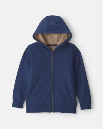 Boys Fleece Zip-Up Hoodie - Navy Blue, 
