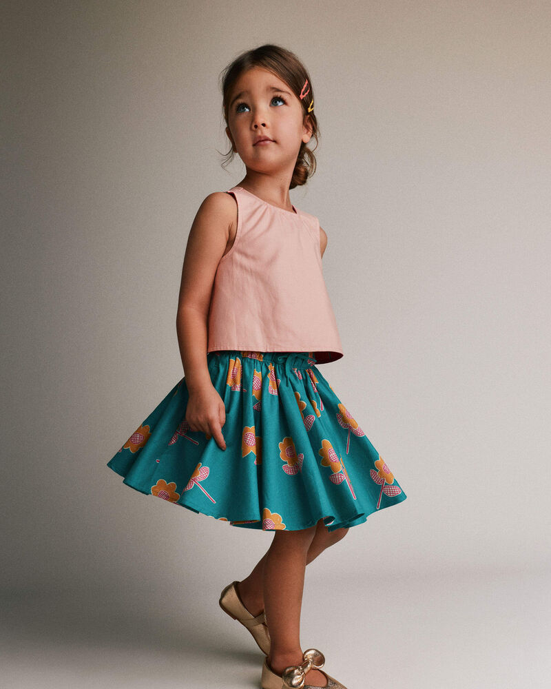Toddler Girl Reversible Cross-Back Top in Floral Print - Hot Pink, image 3 of 8 slides