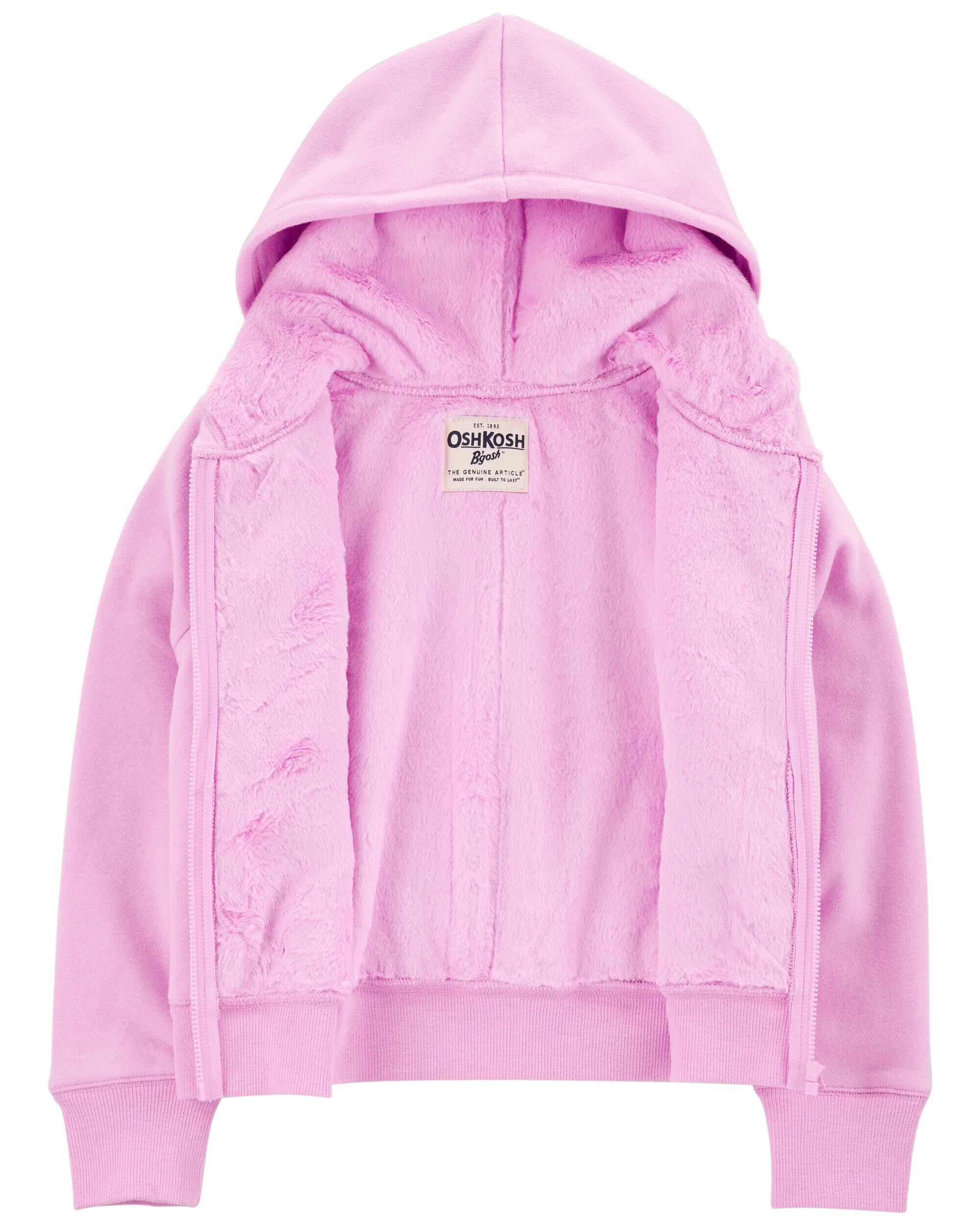 Kids Girls Kid Fleece Lined Zip Up Jacket Pink 6 6X OshKosh Bgosh