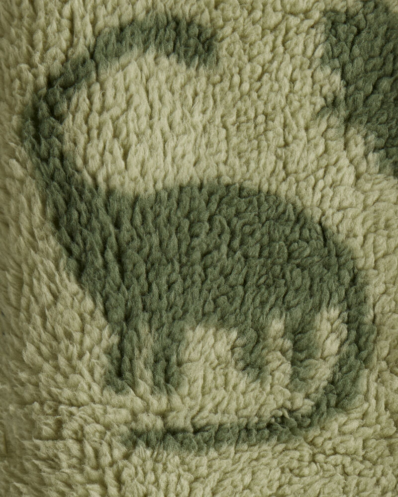 Toddler Boy Dinosaur Sherpa Zip-Up Jacket - Green, image 2 of 3 slides