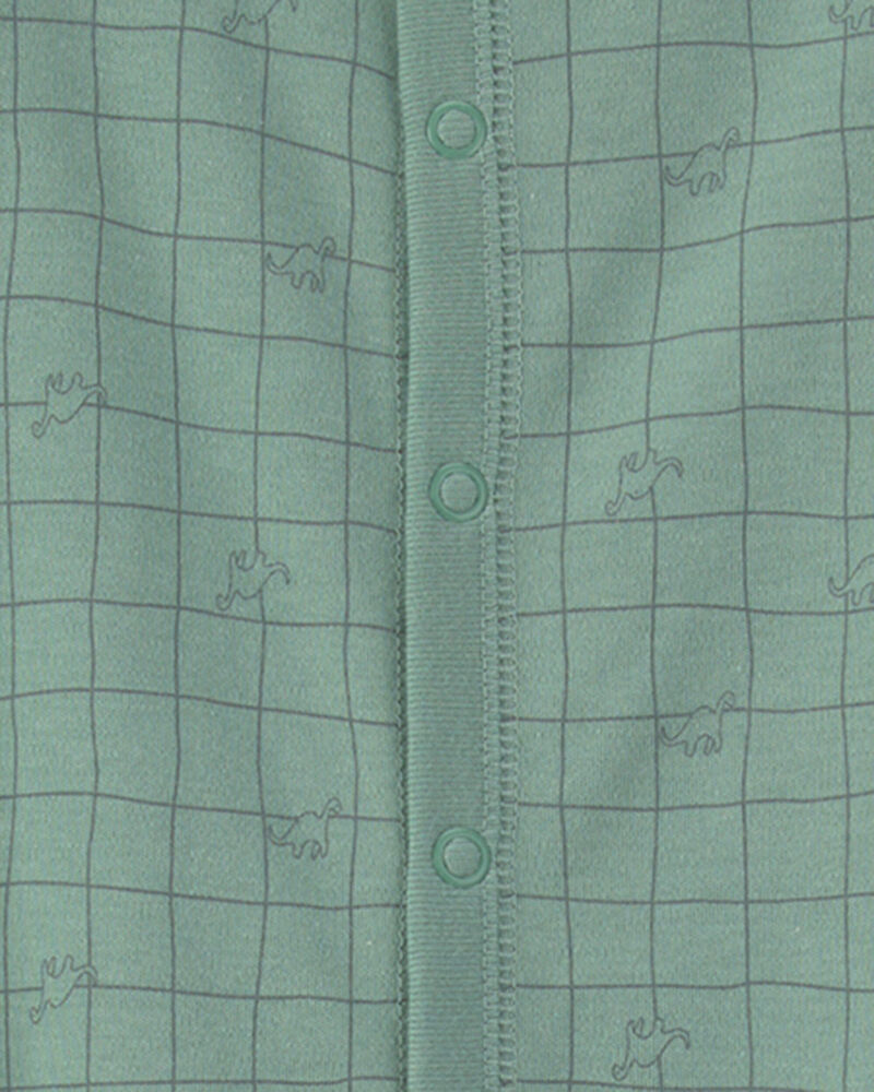 Baby Boy Dinosaur 100% Cotton Sleeper - Green, image 2 of 3 slides