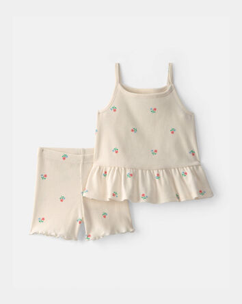 Baby Girl 2-Piece Floral Top & Short Set - Cream, 