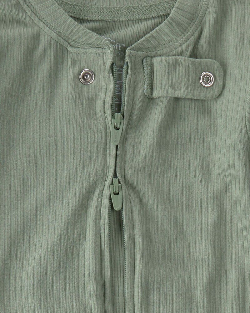 Baby PurelySoft 2-Way Zip 1-Piece Pyjama - Green, image 2 of 7 slides