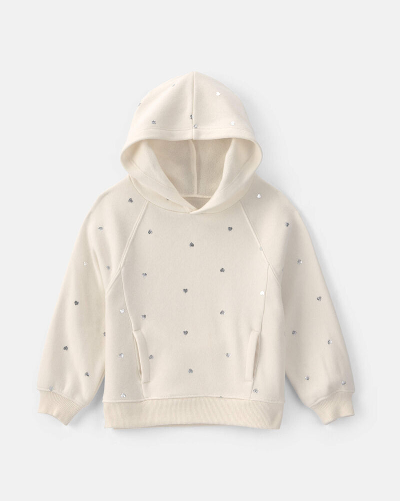 Toddler Girl Fleece Hoodie - Cream, image 1 of 3 slides