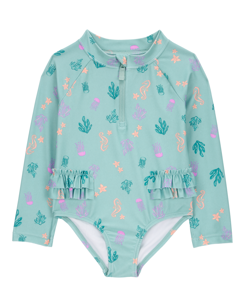 Toddler 1-Piece Coral Print Rashguard, image 1 of 4 slides