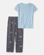 Boys Gaming Loose Fit 2-Piece Pajama Set - Blue/Grey, image 1 of 3 slides