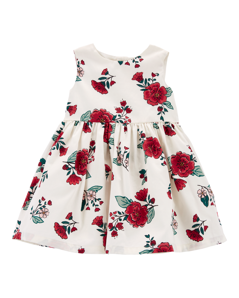 Baby 2-Piece Floral Sateen Holiday Dress & Cardigan Set, image 4 of 7 slides