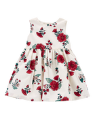 Baby 2-Piece Floral Sateen Holiday Dress & Cardigan Set, image 4 of 7 slides